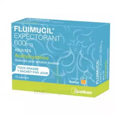 Fluimucil Expectorant Acetylcysteine 600 Mg Glé S Buv Adultes 10sach à CHAMPAGNOLE